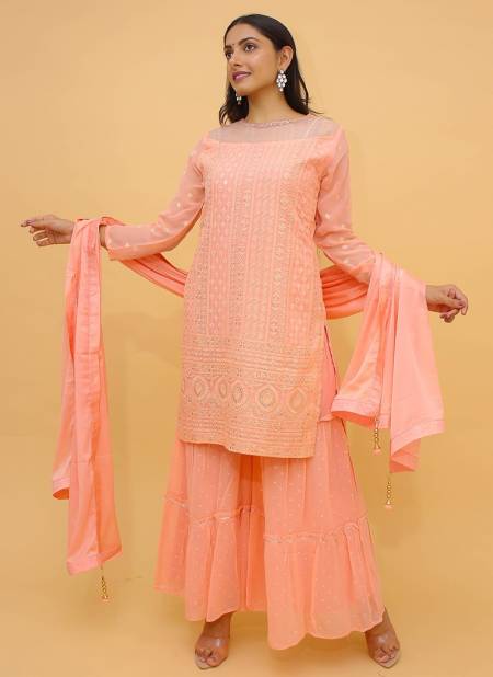 Peach Colour ARYA 20 Latest Designer Party Wear Fancy Heavy Georgette Salwar Suits Collection 9205